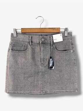 Express Denim Mini Skirt Size 2 Gray High Rise Animal Print Preppy Casual Summer